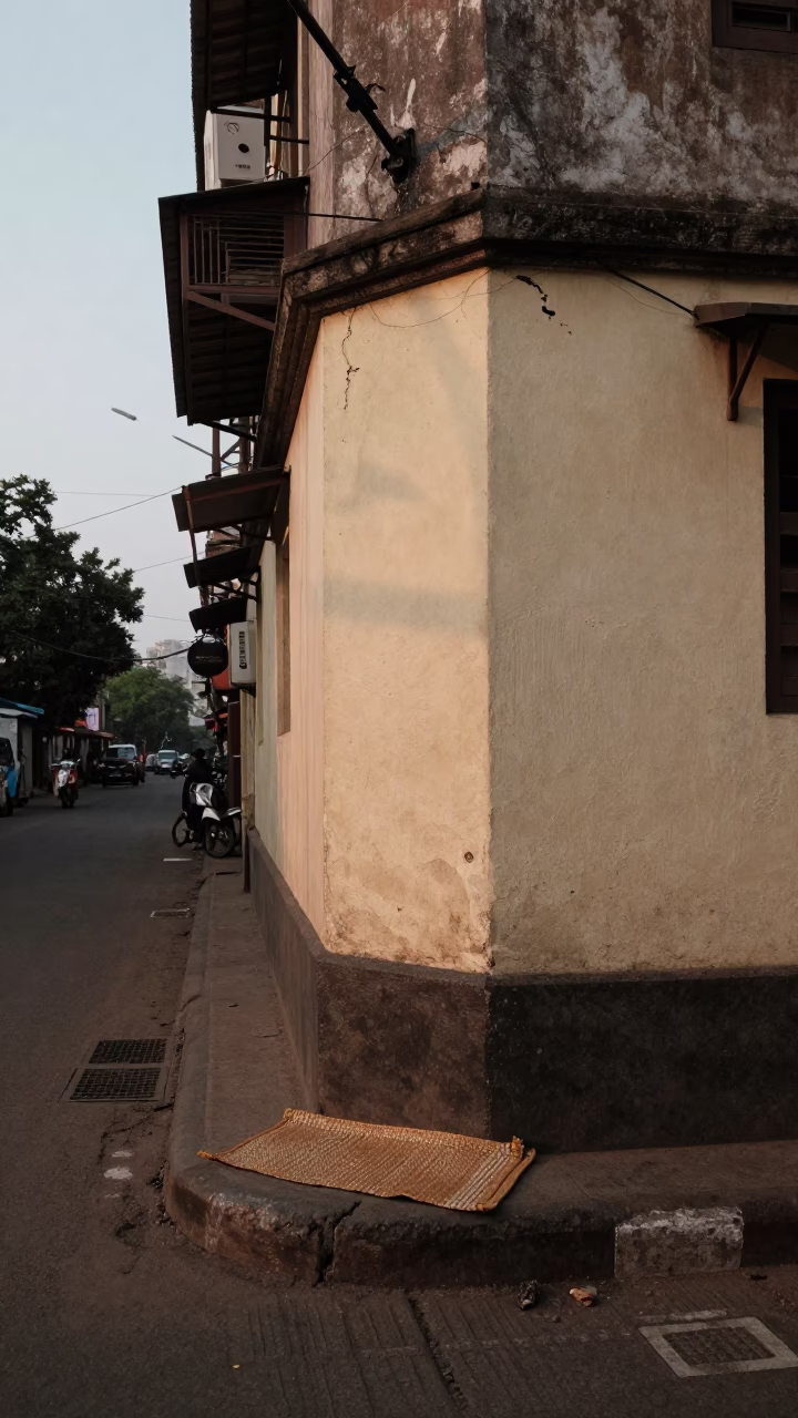 Street Scene in Mumbai at First Light Of Dawn in in Mumbai, India