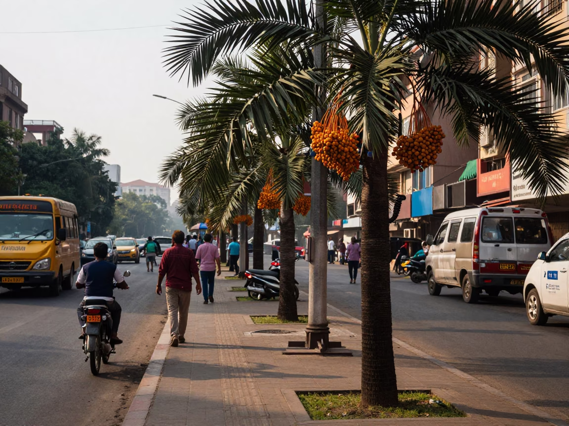 Street Scene in Mumbai at The Late Morning Light in in Mumbai, India