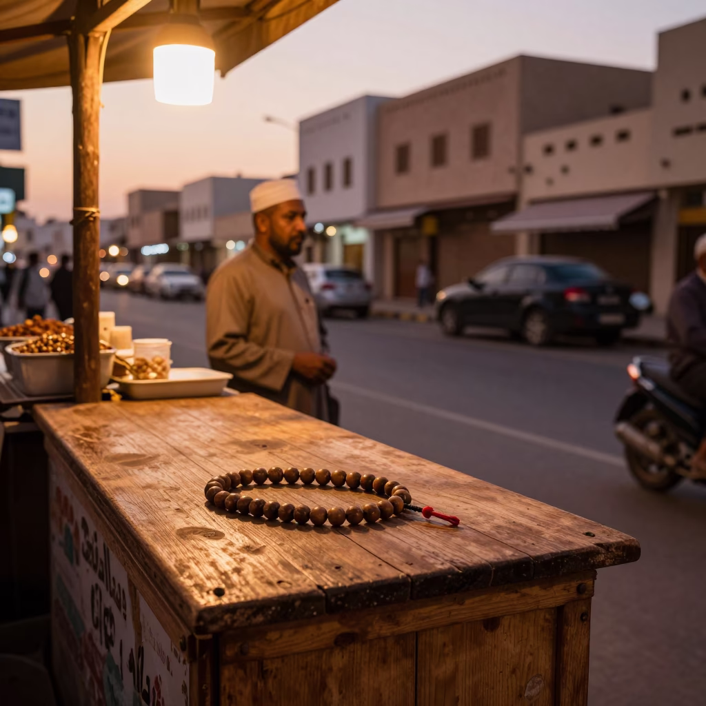 Street Scene in Muscat at Copper-toned Light Before Dusk in in Muscat, Oman