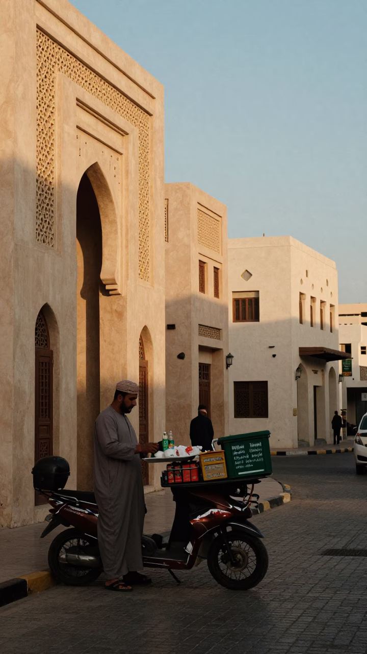 Street Scene in Muscat at The Late Afternoon Light in in Muscat, Oman