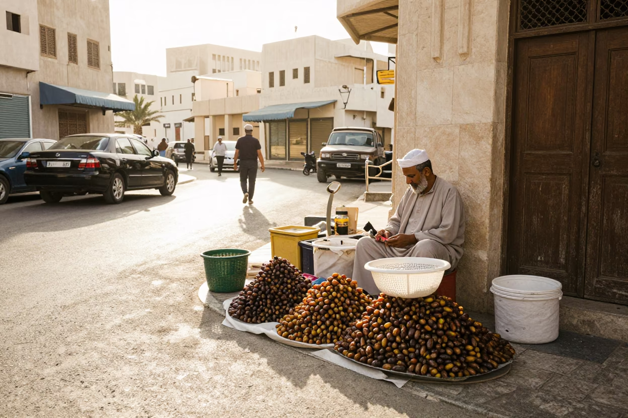 Street Scene in Muscat at The Late Morning Light in in Muscat, Oman