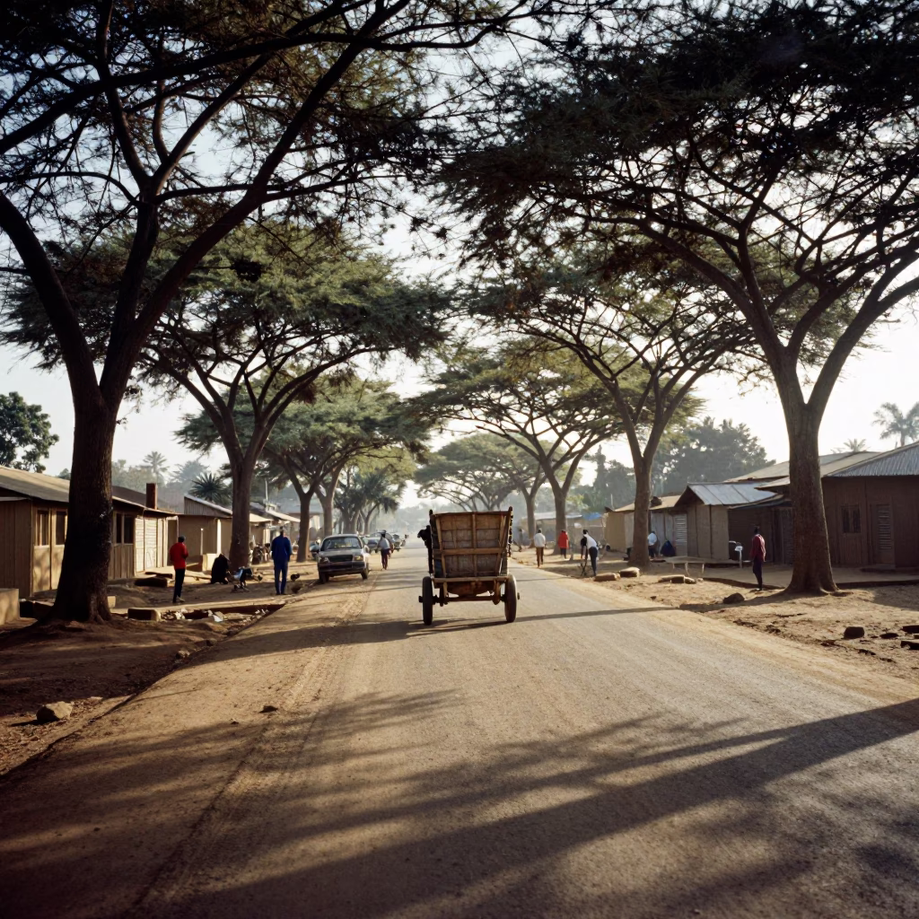 Street Scene in Nairobi at As First Light Reaches The Scene in in Nairobi, Kenya