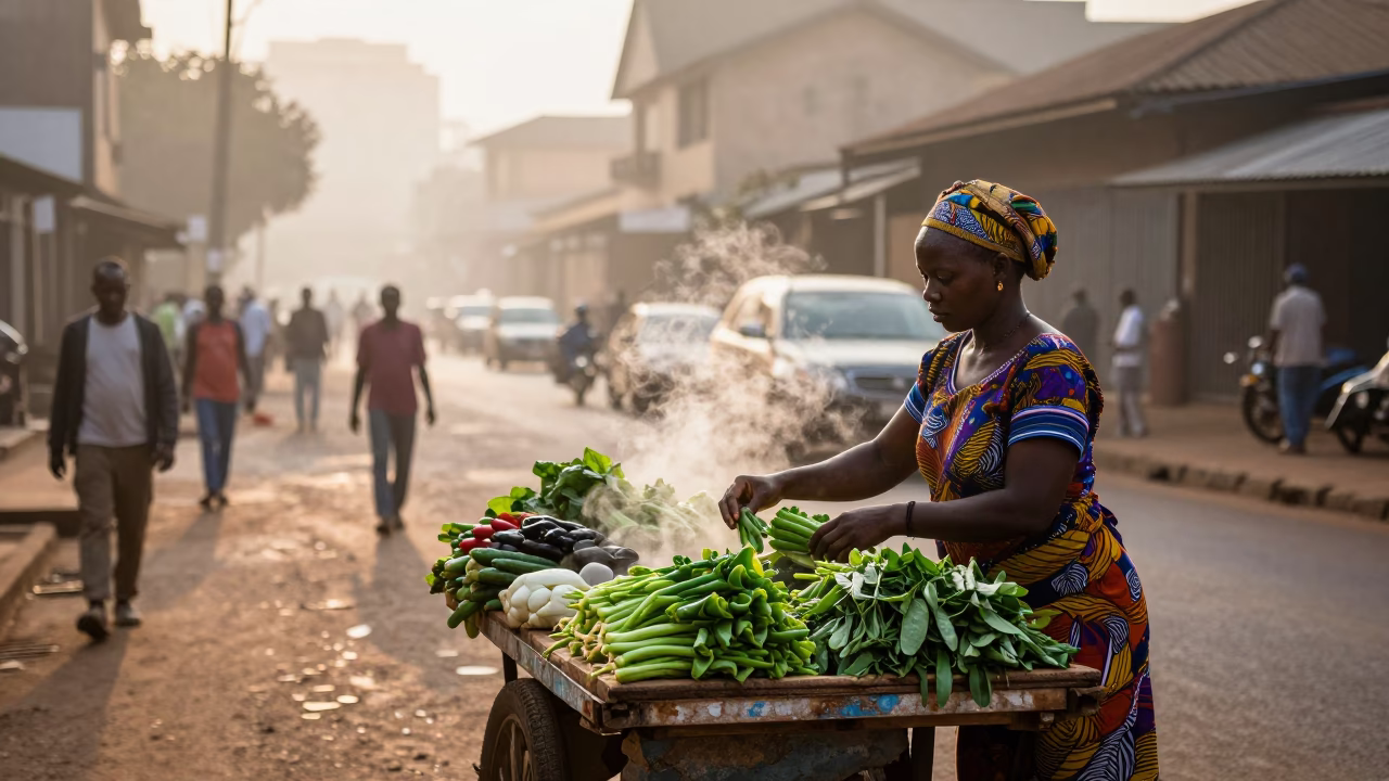 Street Scene in Nairobi at First Light Of Dawn in in Nairobi, Kenya