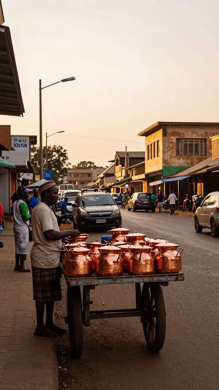 Street Scene in Nairobi at Honeyed Evening Light in in Nairobi, Kenya