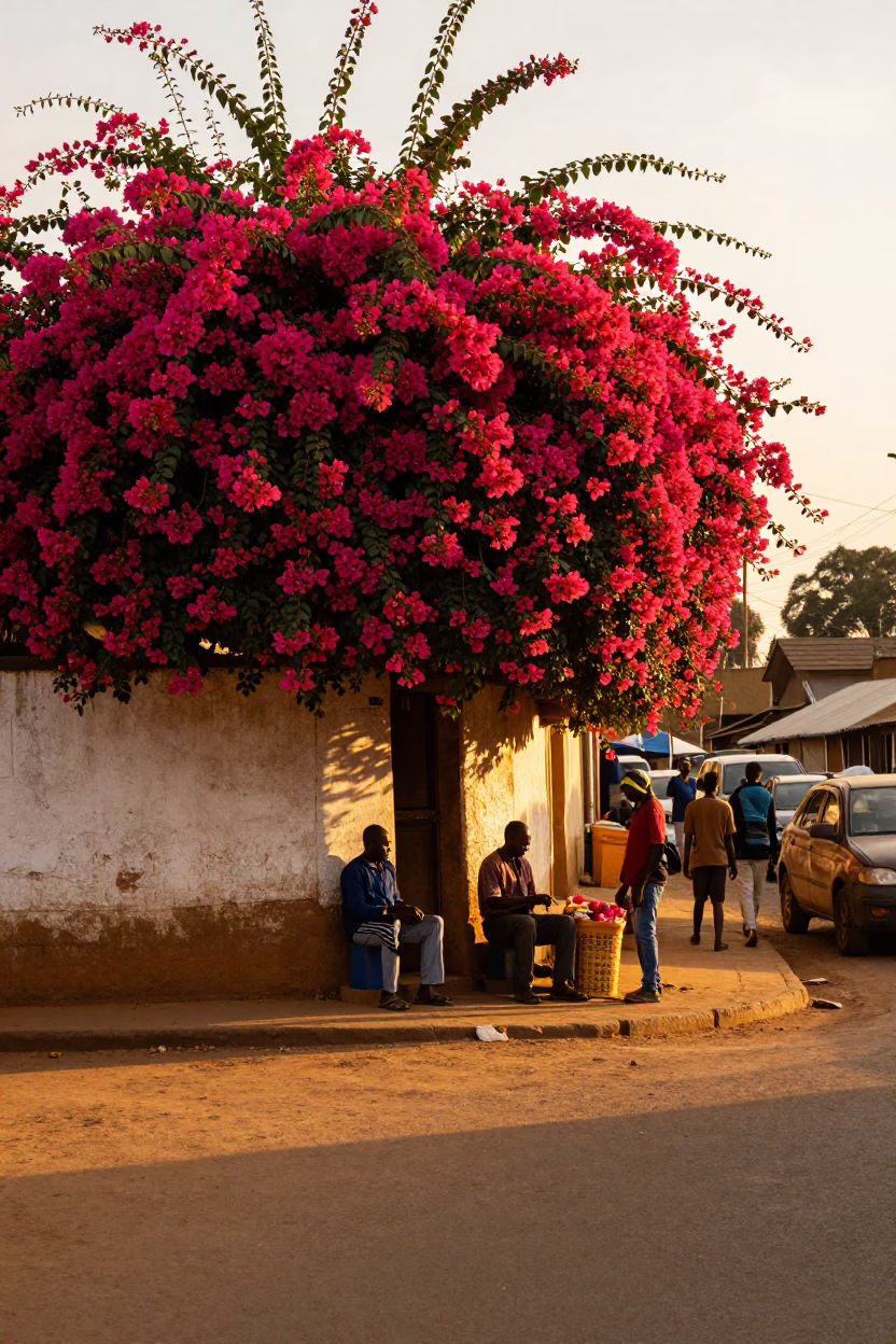 Street Scene in Nairobi at Sunset Light in in Nairobi, Kenya