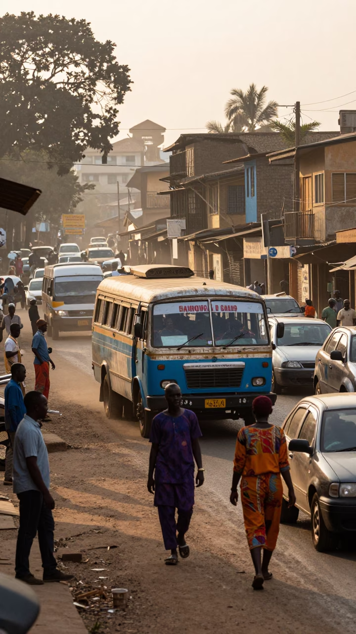 Street Scene in Nairobi at The Early Morning Light in in Nairobi, Kenya