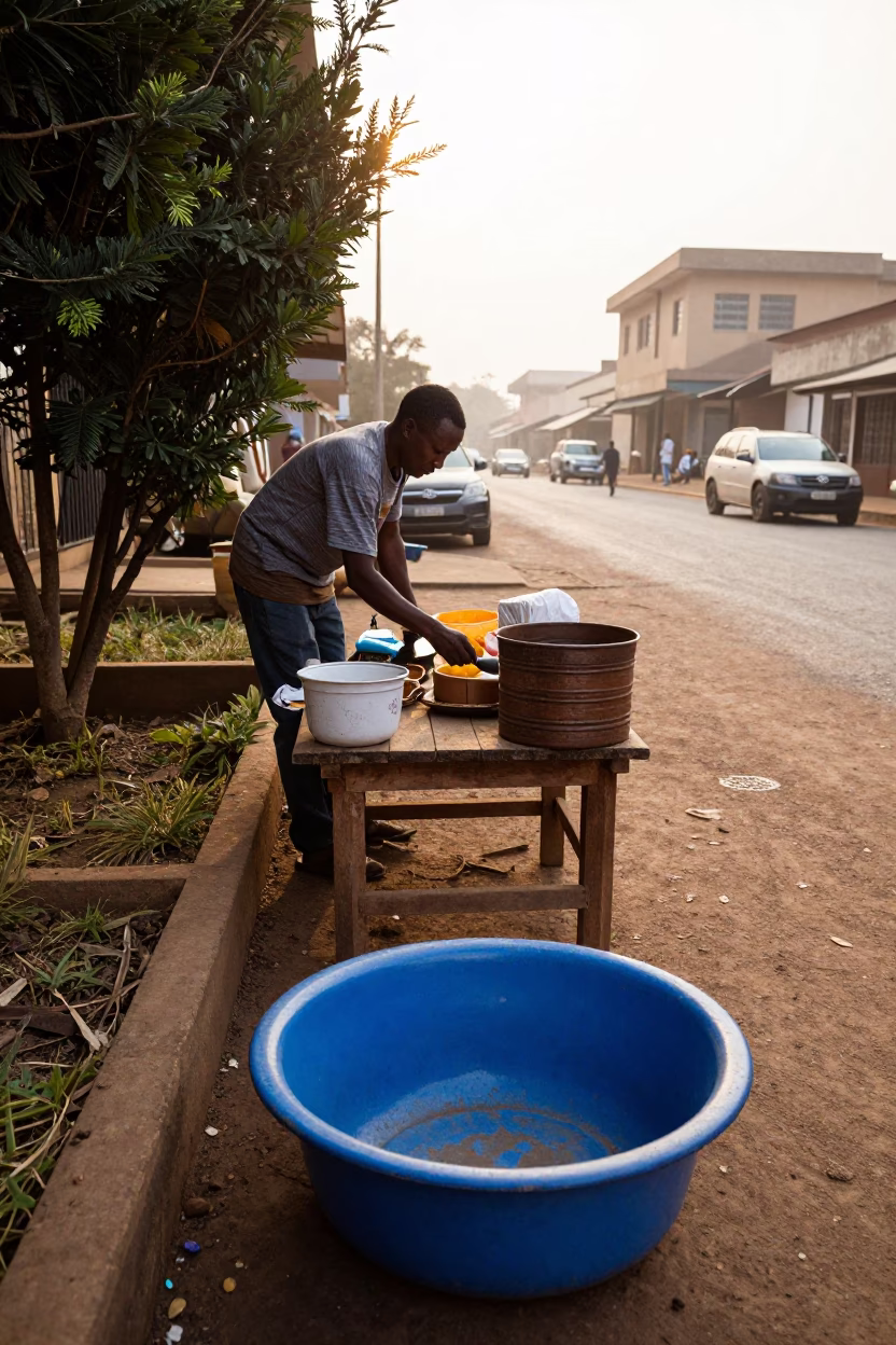 Street Scene in Nairobi at The Early Morning Light in in Nairobi, Kenya