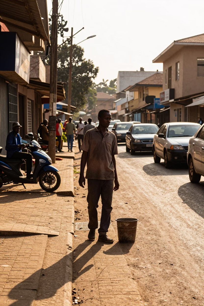 Street Scene in Nairobi at The Late Afternoon Light in in Nairobi, Kenya