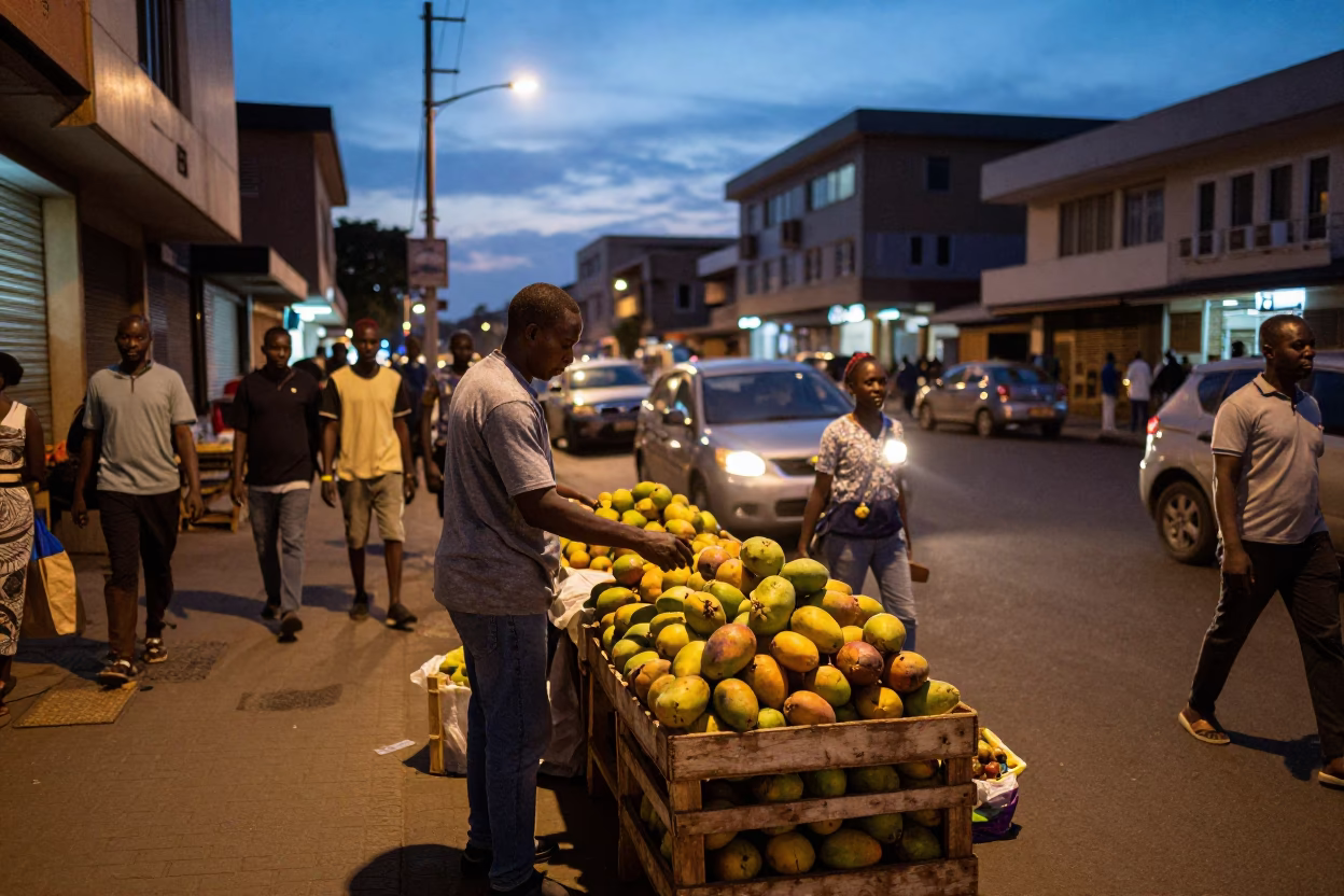 Street Scene in Nairobi at Twilight in in Nairobi, Kenya