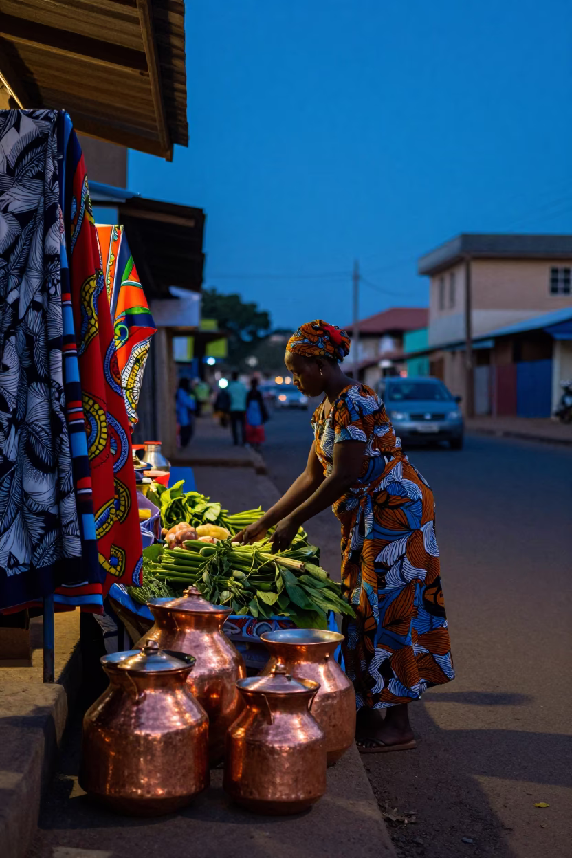 Street Scene in Nairobi at Twilight in in Nairobi, Kenya