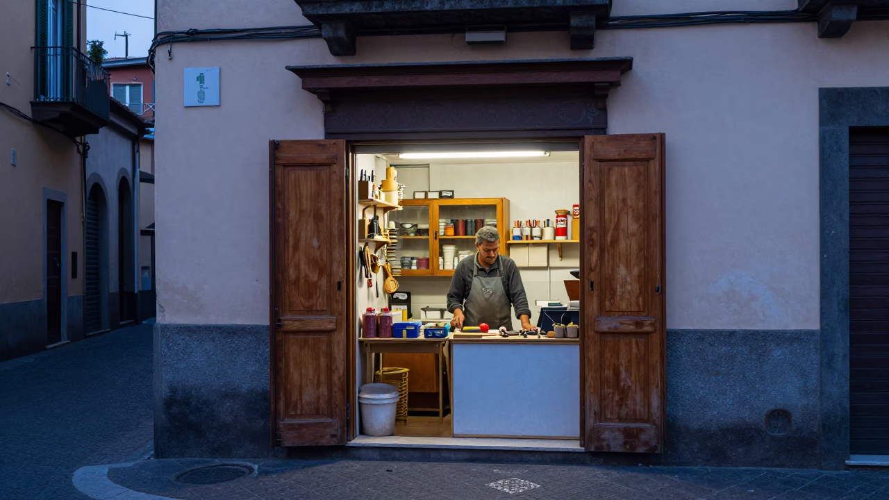 Street Scene in Naples at First Light Of Dawn in in Naples, Italy