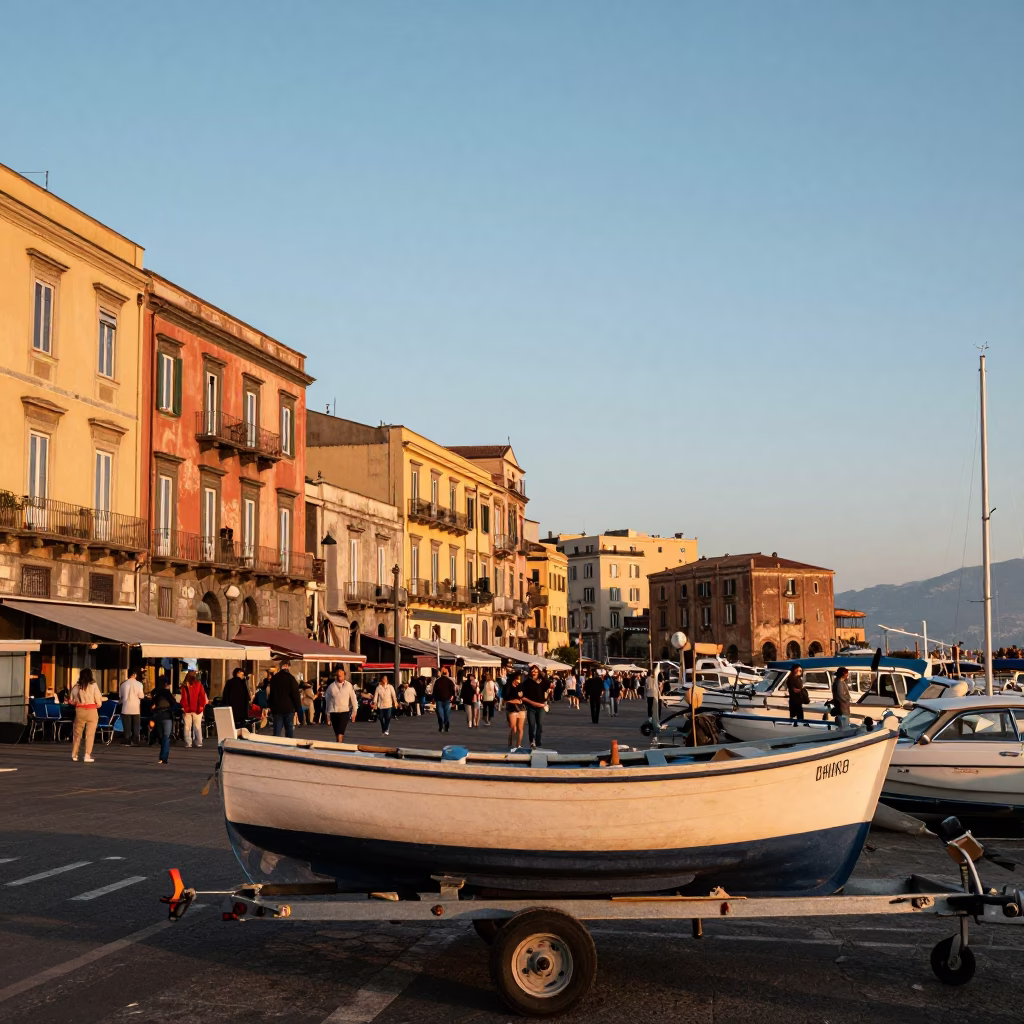 Street Scene in Naples at Golden Hour in in Naples, Italy