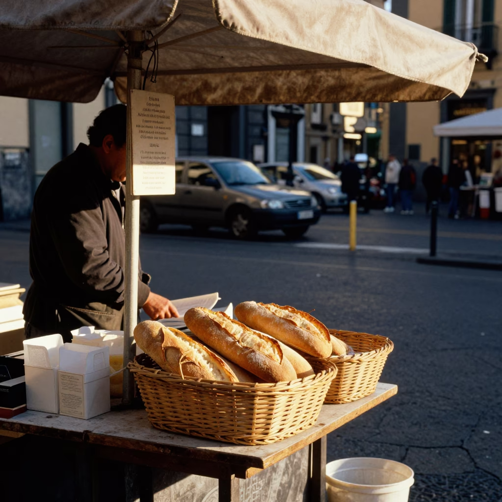 Street Scene in Naples at The Late Afternoon Light in in Naples, Italy
