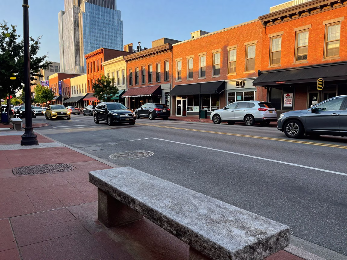 Street Scene in Nashville at Evening Light in in Nashville, Tennessee, United States
