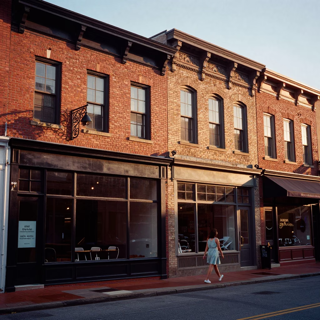 Street Scene in Nashville at Golden Hour in in Nashville, Tennessee, United States
