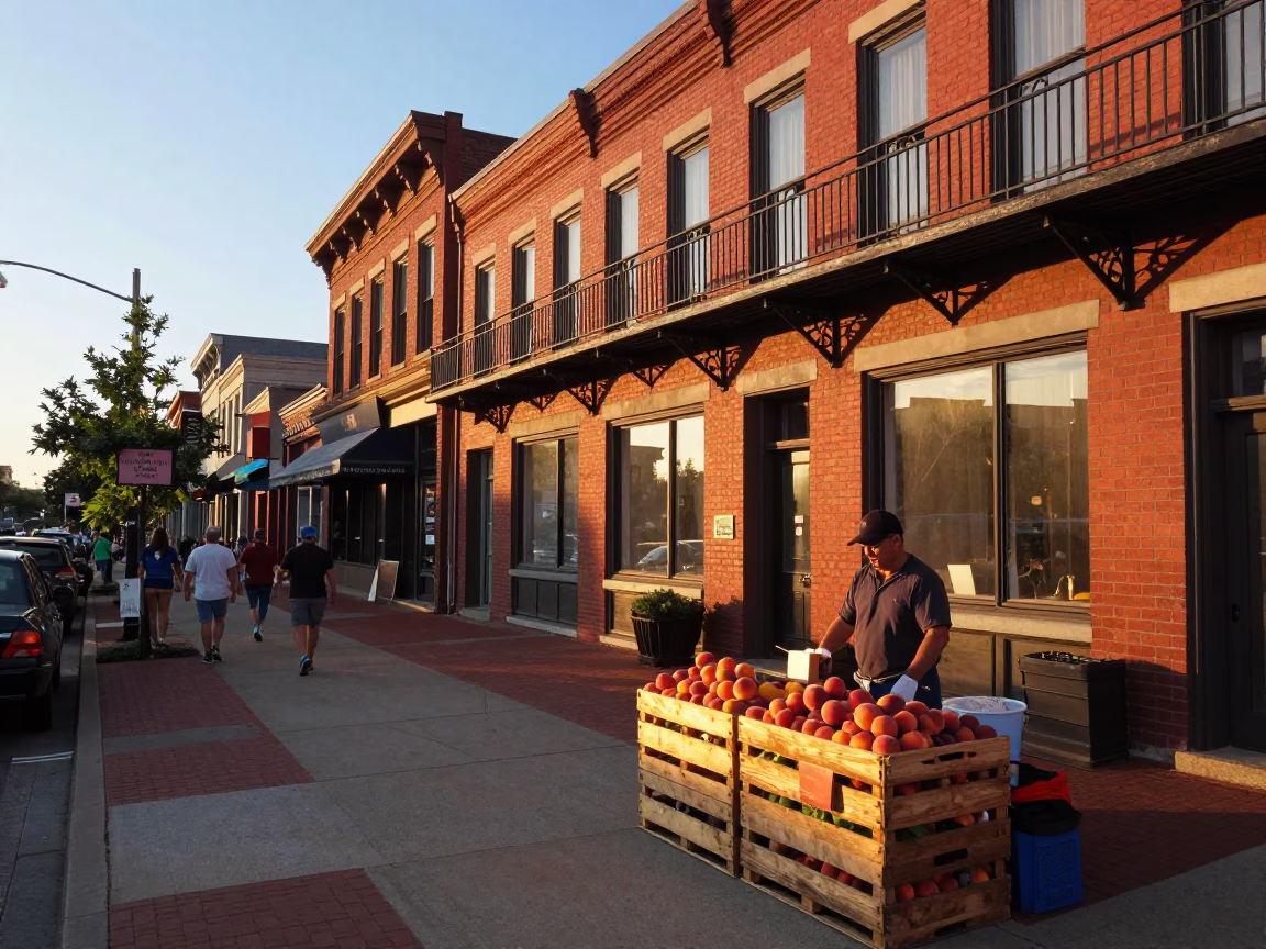 Street Scene in Nashville at Sunset Light in in Nashville, Tennessee, United States