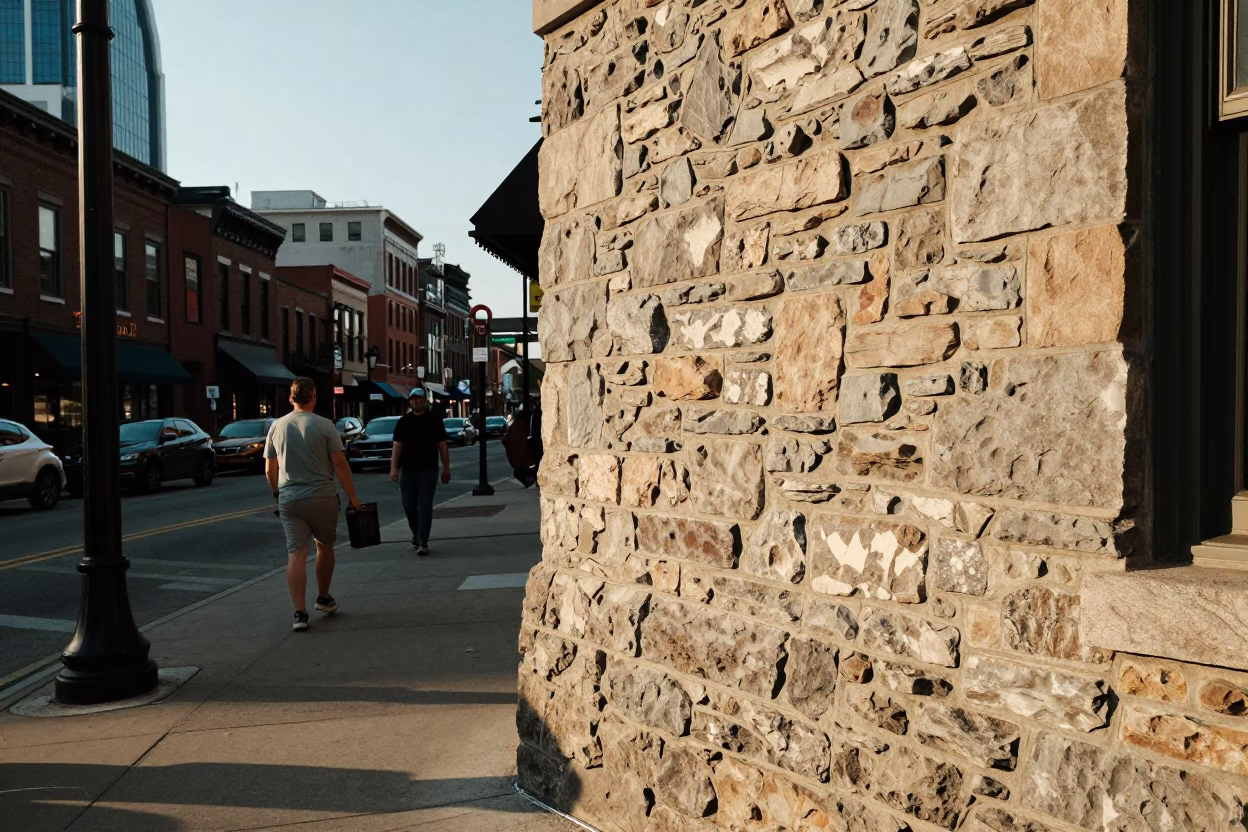 Street Scene in Nashville at The Early Afternoon Light in in Nashville, Tennessee, United States