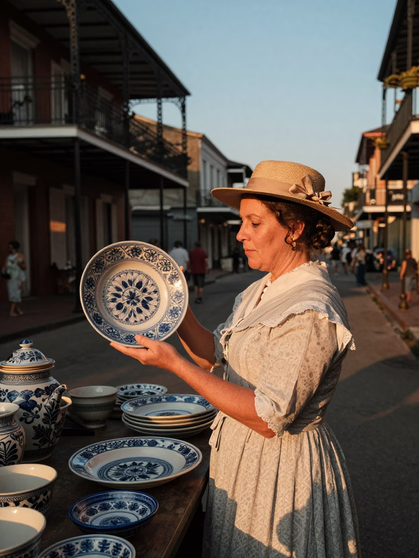 Street Scene in New Orleans at Honeyed Evening Light in in New Orleans, Louisiana, United States