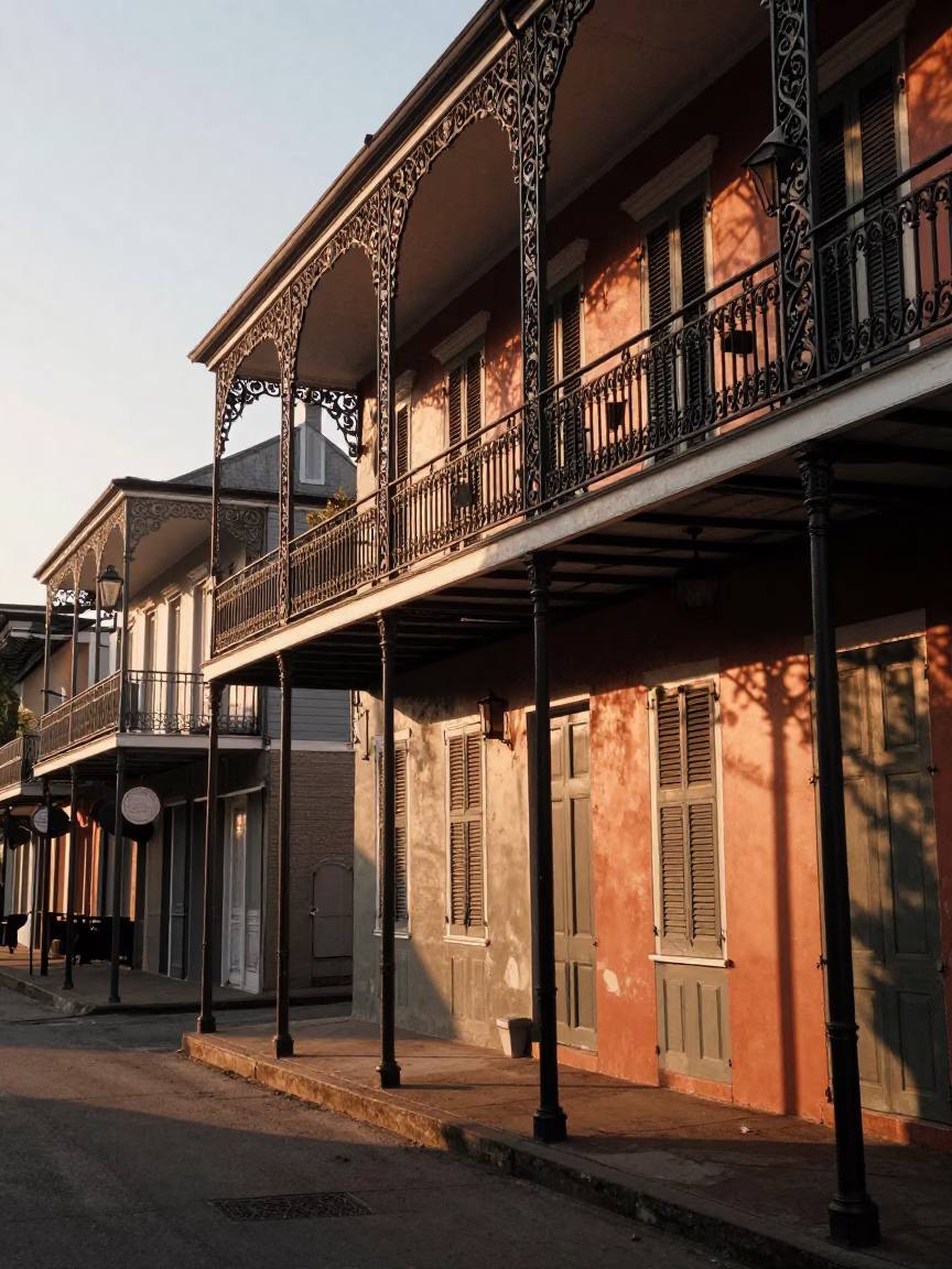 Street Scene in New Orleans at Sunset Light in in New Orleans, Louisiana, United States