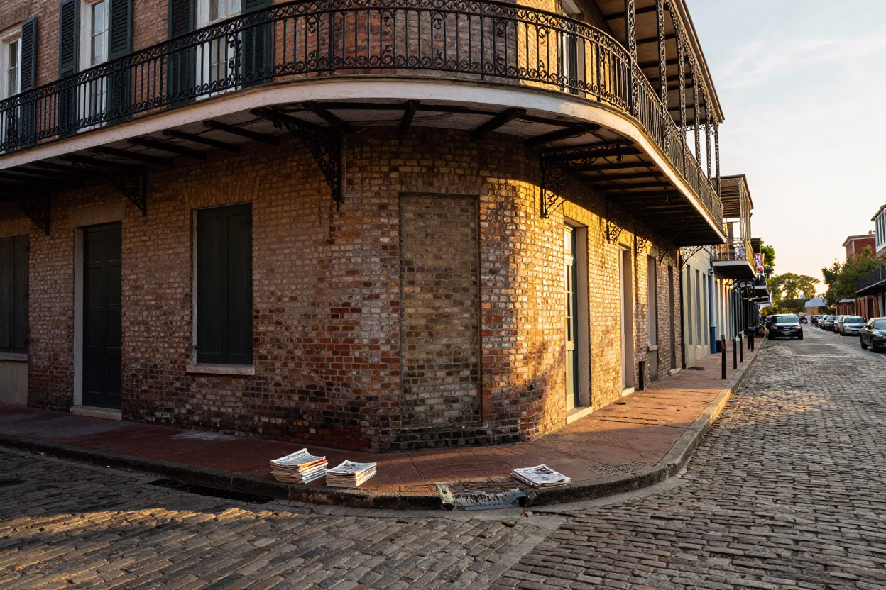 Street Scene in New Orleans at Sunset Light in in New Orleans, Louisiana, United States