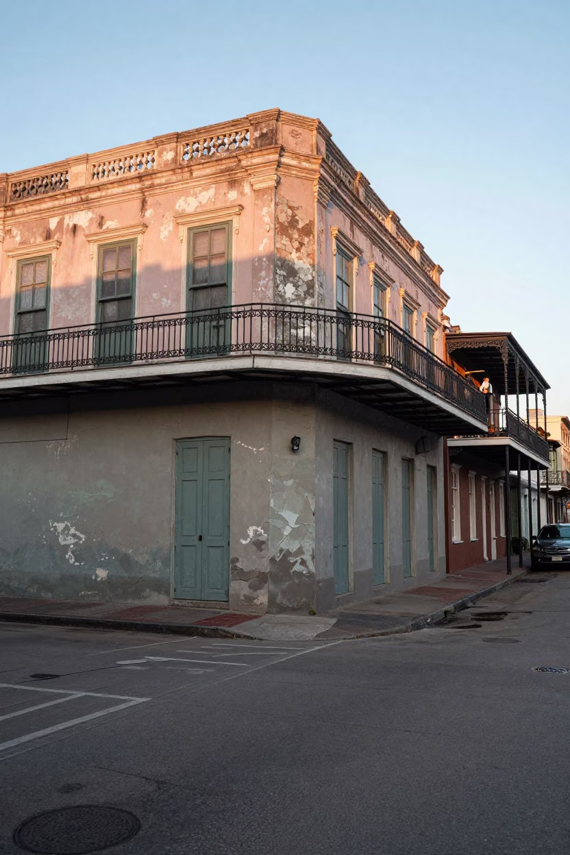 Street Scene in New Orleans at The Early Morning Light in in New Orleans, Louisiana, United States