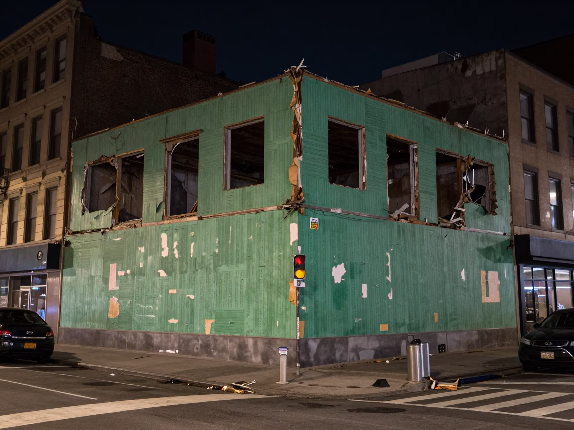 Street Scene in New York at Deep In The Night Light in in New York, New York, United States