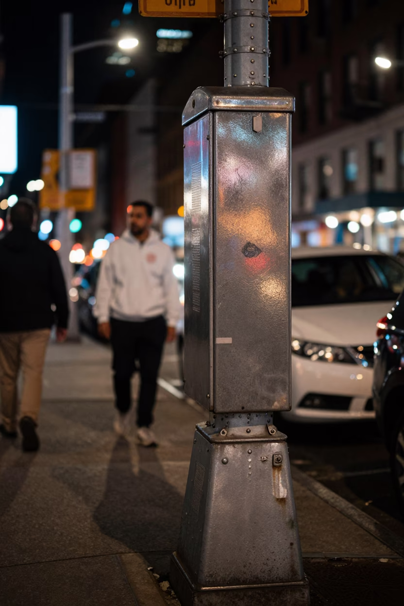 Street Scene in New York at Deep In The Night Light in in New York, New York, United States