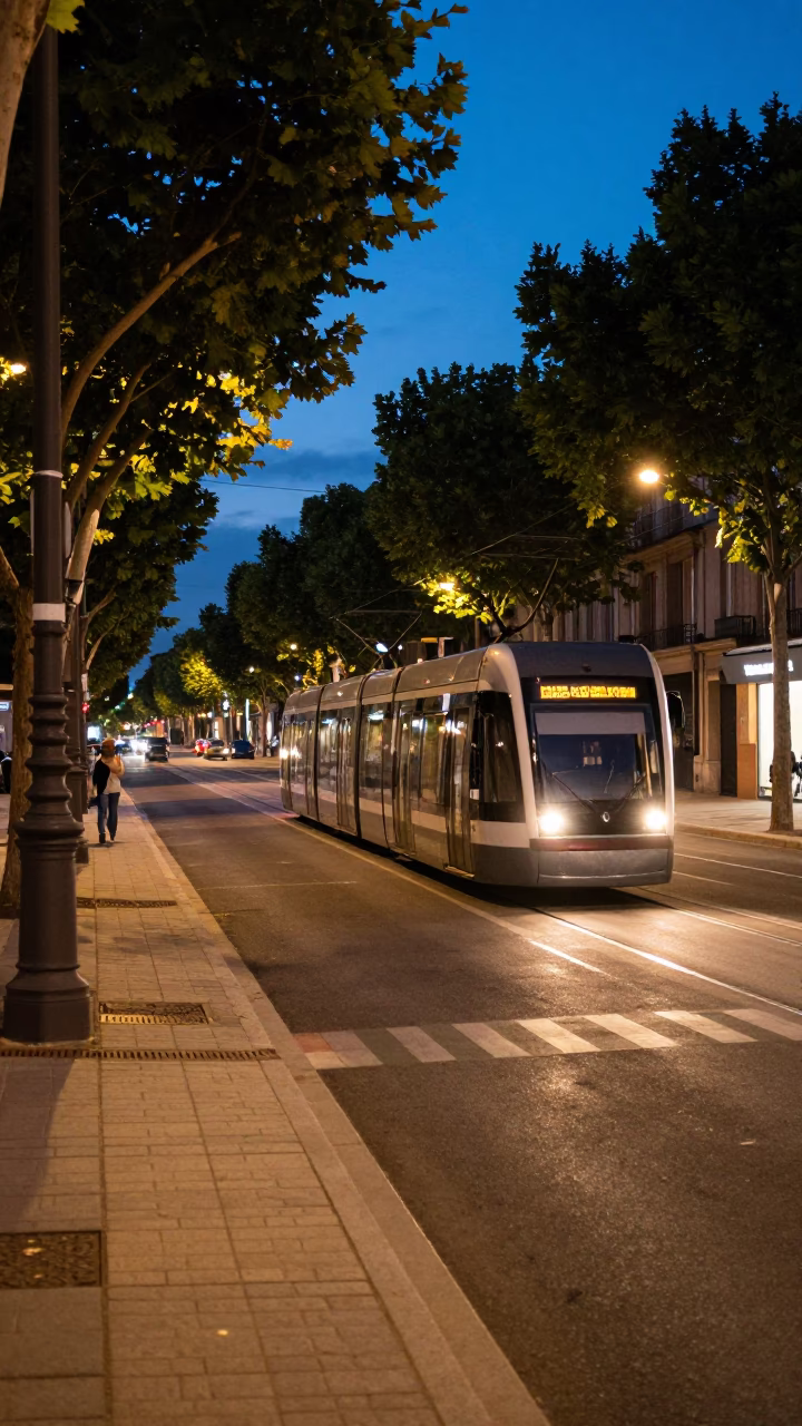 Street Scene in Nice at As City Lights Begin To Glow in in Nice, France