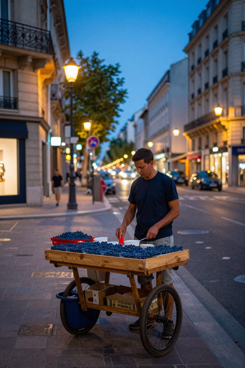 Street Scene in Nice at As City Lights Begin To Glow in in Nice, France