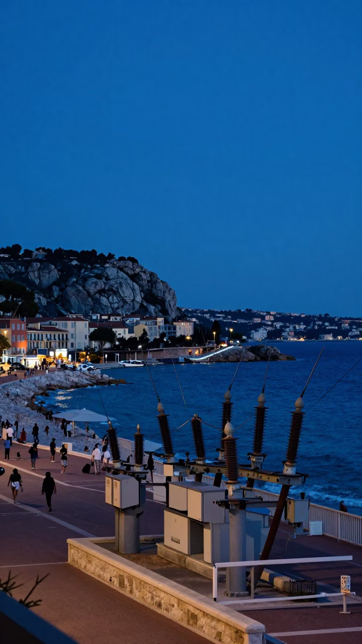 Street Scene in Nice at Blue Hour in in Nice, France