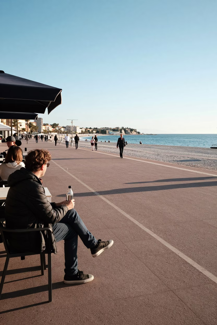 Street Scene in Nice at Clear Late-afternoon Light in in Nice, France