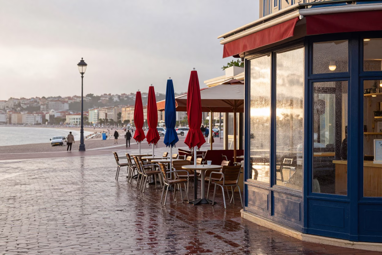 Street Scene in Nice at First Light in in Nice, France