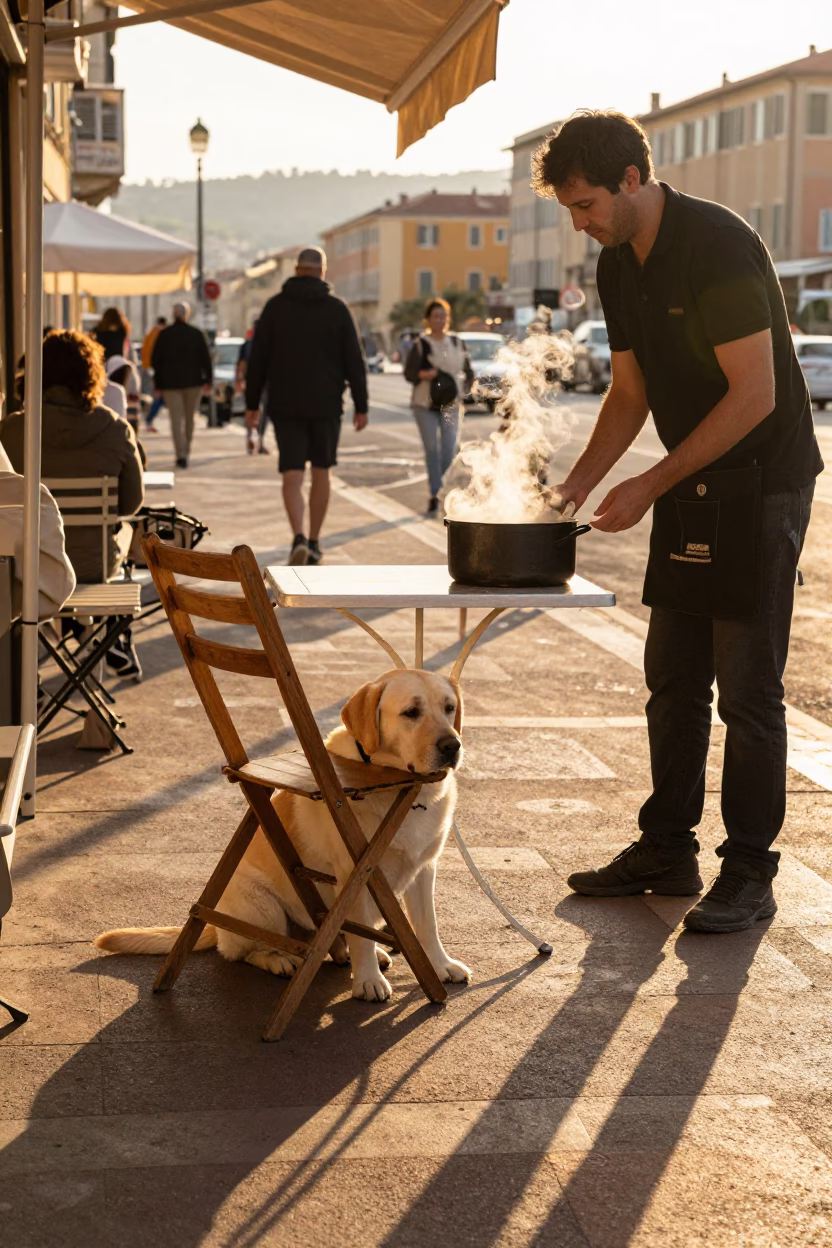 Street Scene in Nice at Honeyed Evening Light in in Nice, France
