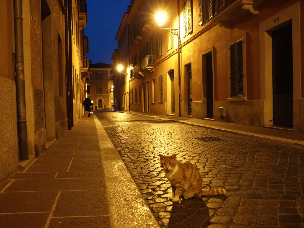 Street Scene in Nice at Late At Night Light in in Nice, France