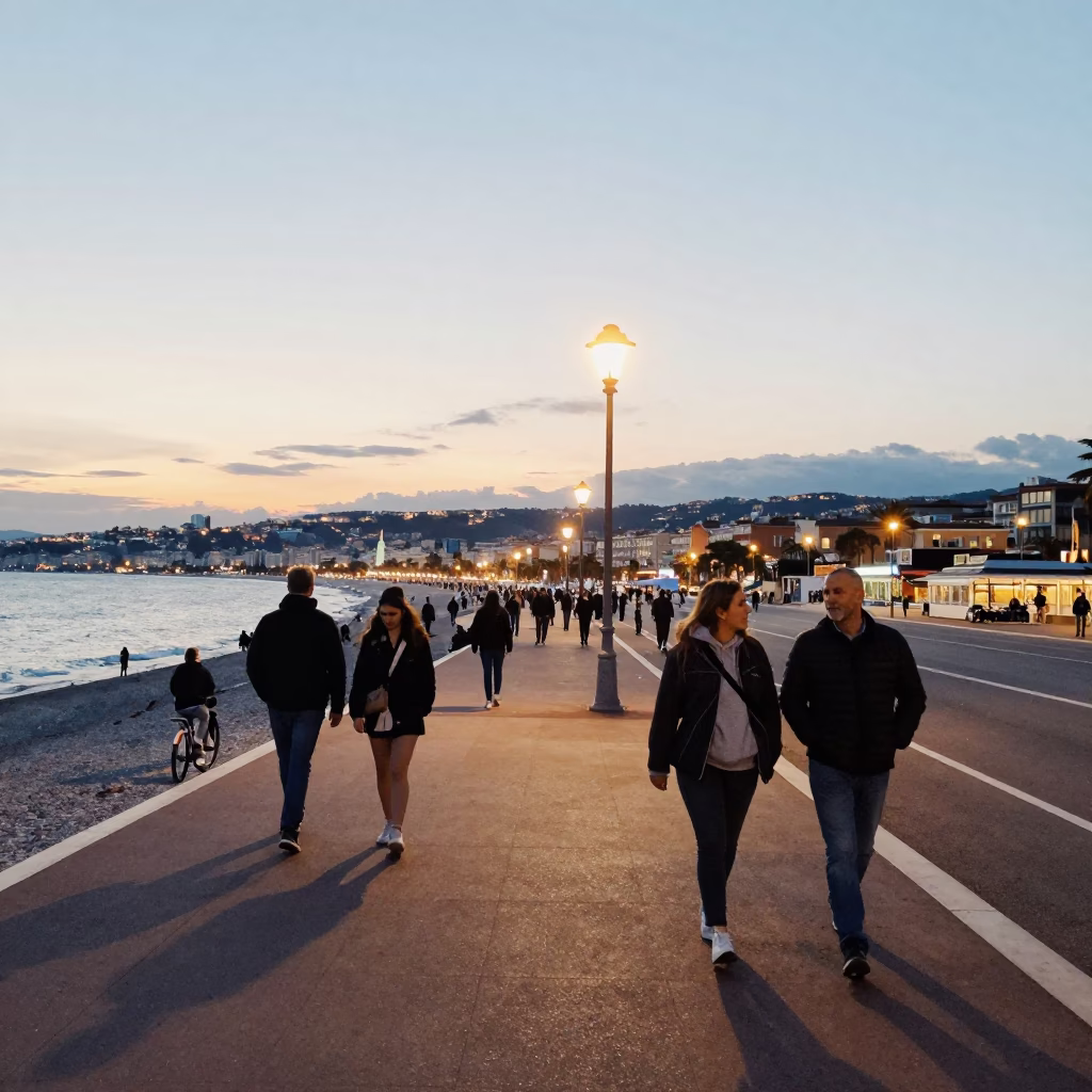 Street Scene in Nice at The Early Evening Light in in Nice, France