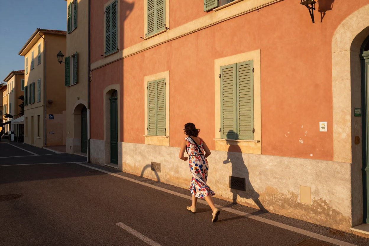 Street Scene in Nice at The Late Afternoon Light in in Nice, France