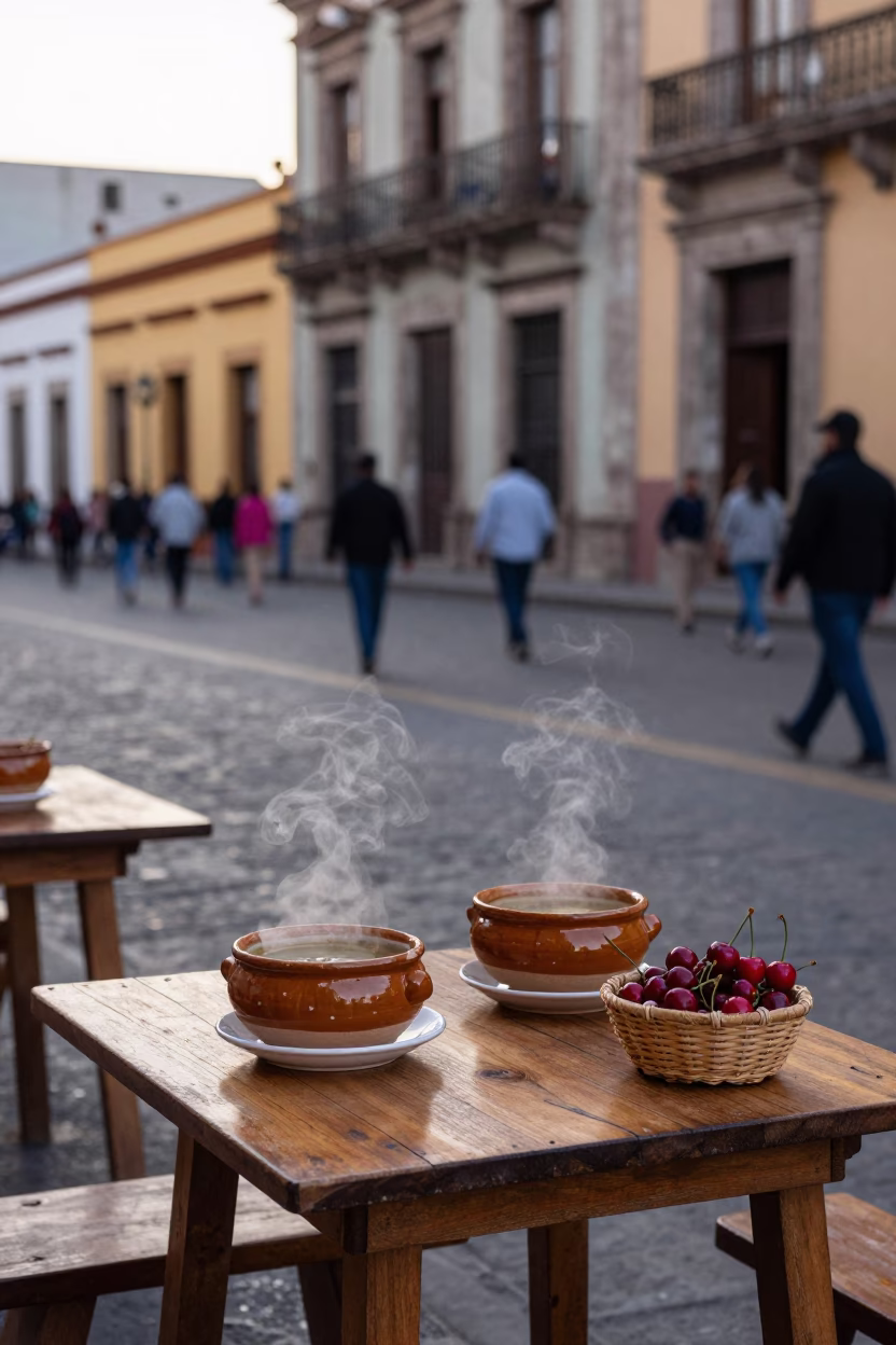 Street Scene in Oaxaca at The Early Evening Light in in Oaxaca, Mexico