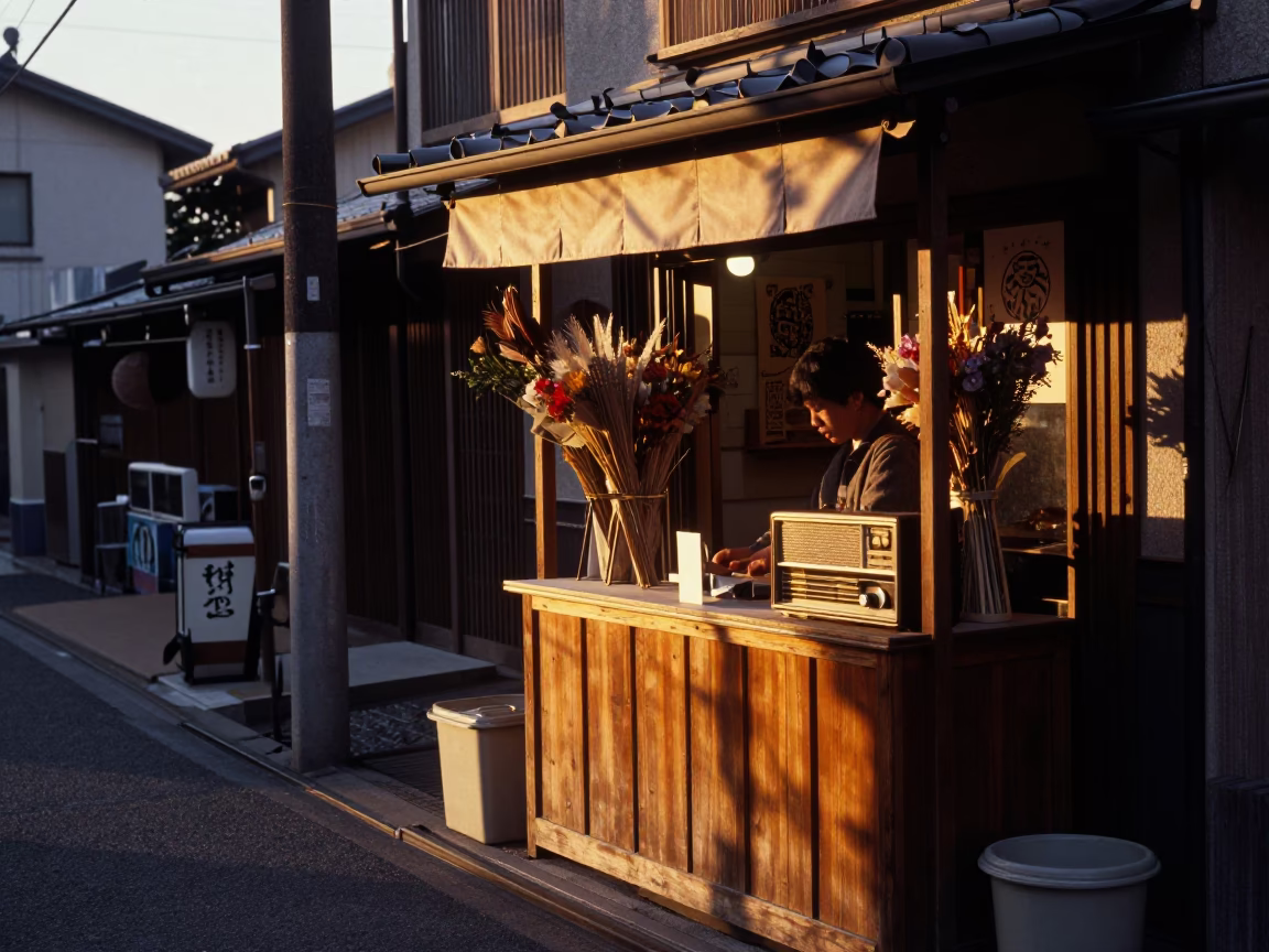Street Scene in Osaka at Sunset Light in in Osaka, Japan