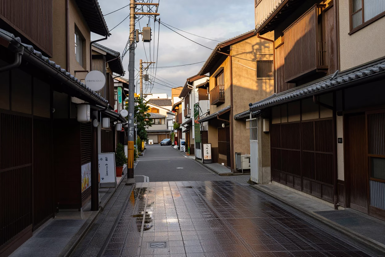 Street Scene in Osaka at The Early Afternoon Light in in Osaka, Japan