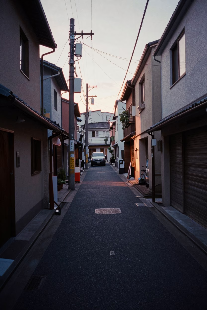 Street Scene in Osaka at The Early Evening Light in in Osaka, Japan