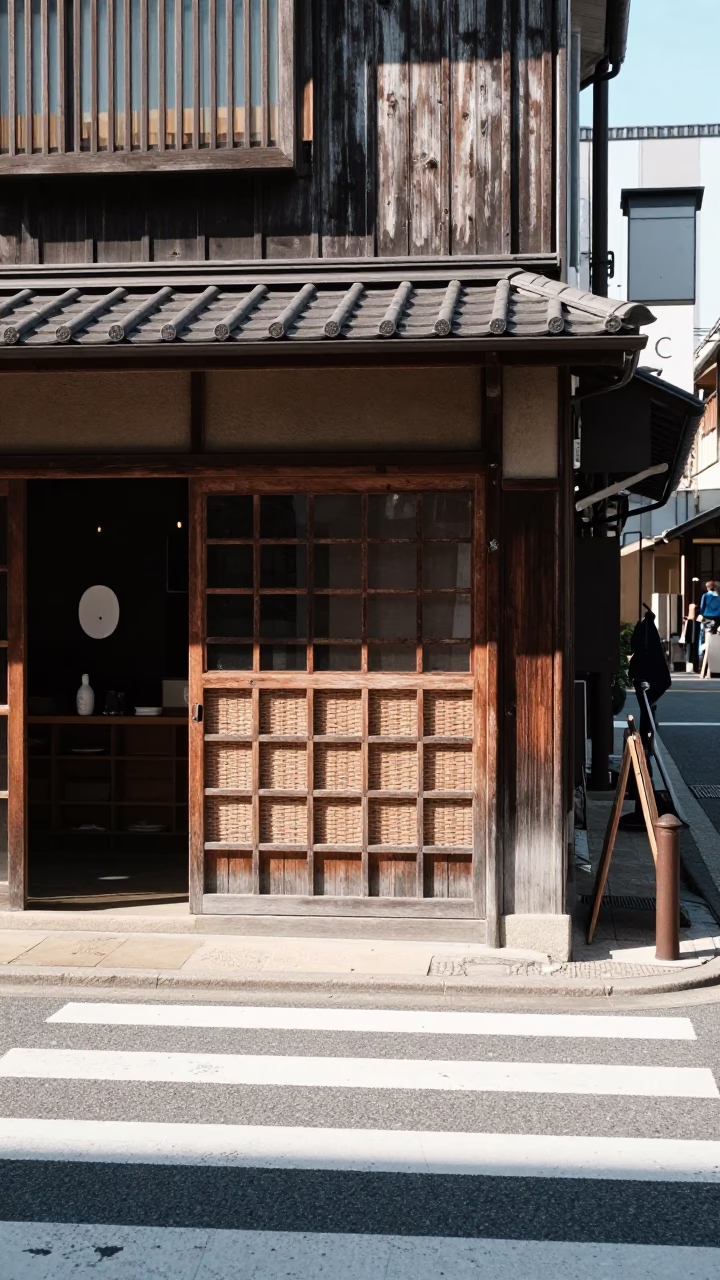 Street Scene in Osaka at The Flat Glare Of Noon Light in in Osaka, Japan