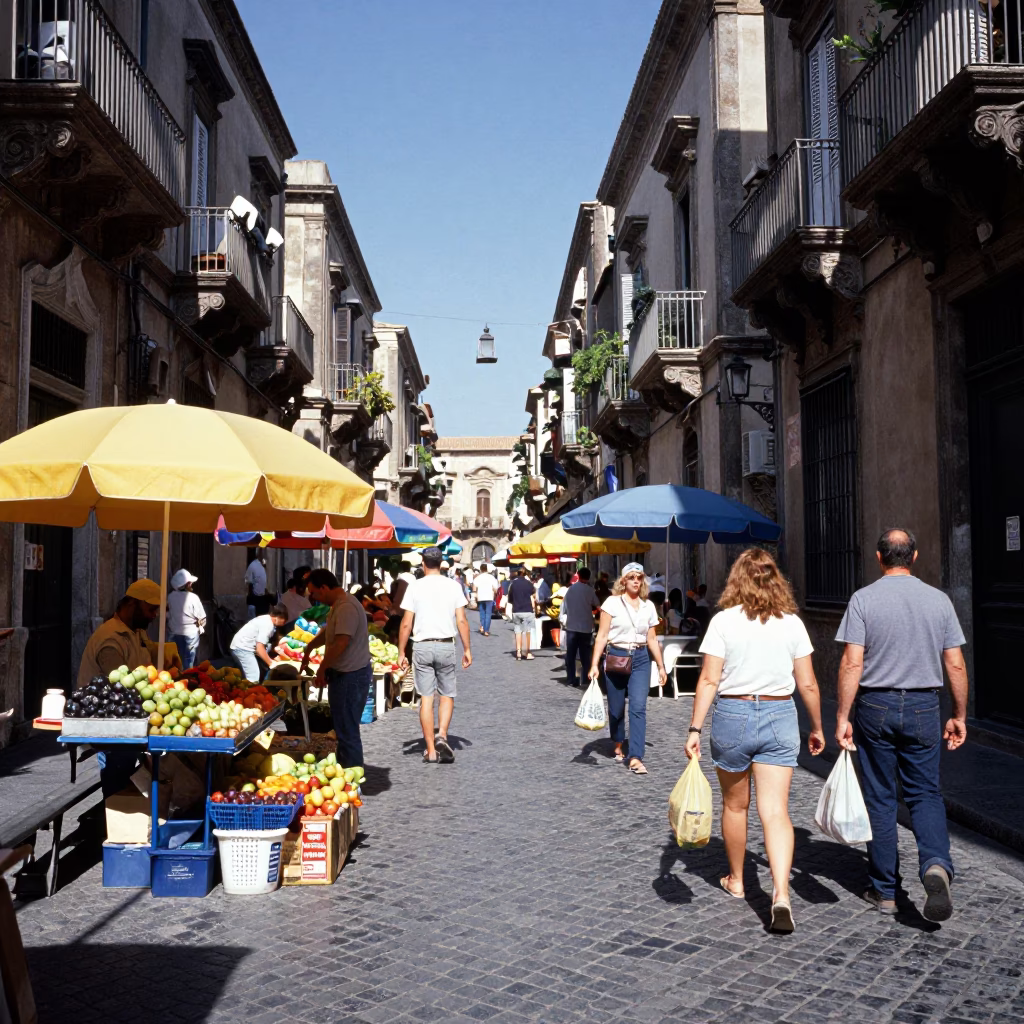 Street Scene in Palermo at Afternoon Light in in Palermo, Italy