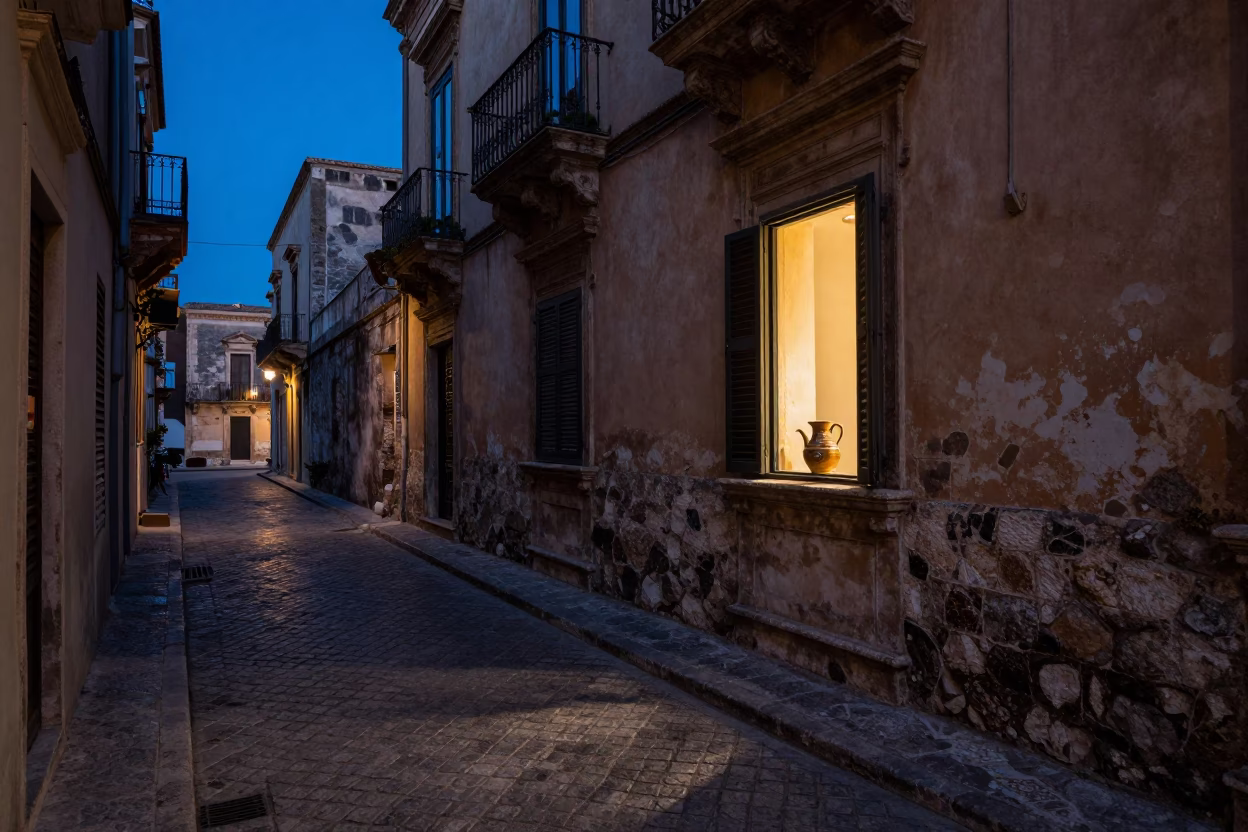 Street Scene in Palermo at Blue Hour in in Palermo, Italy