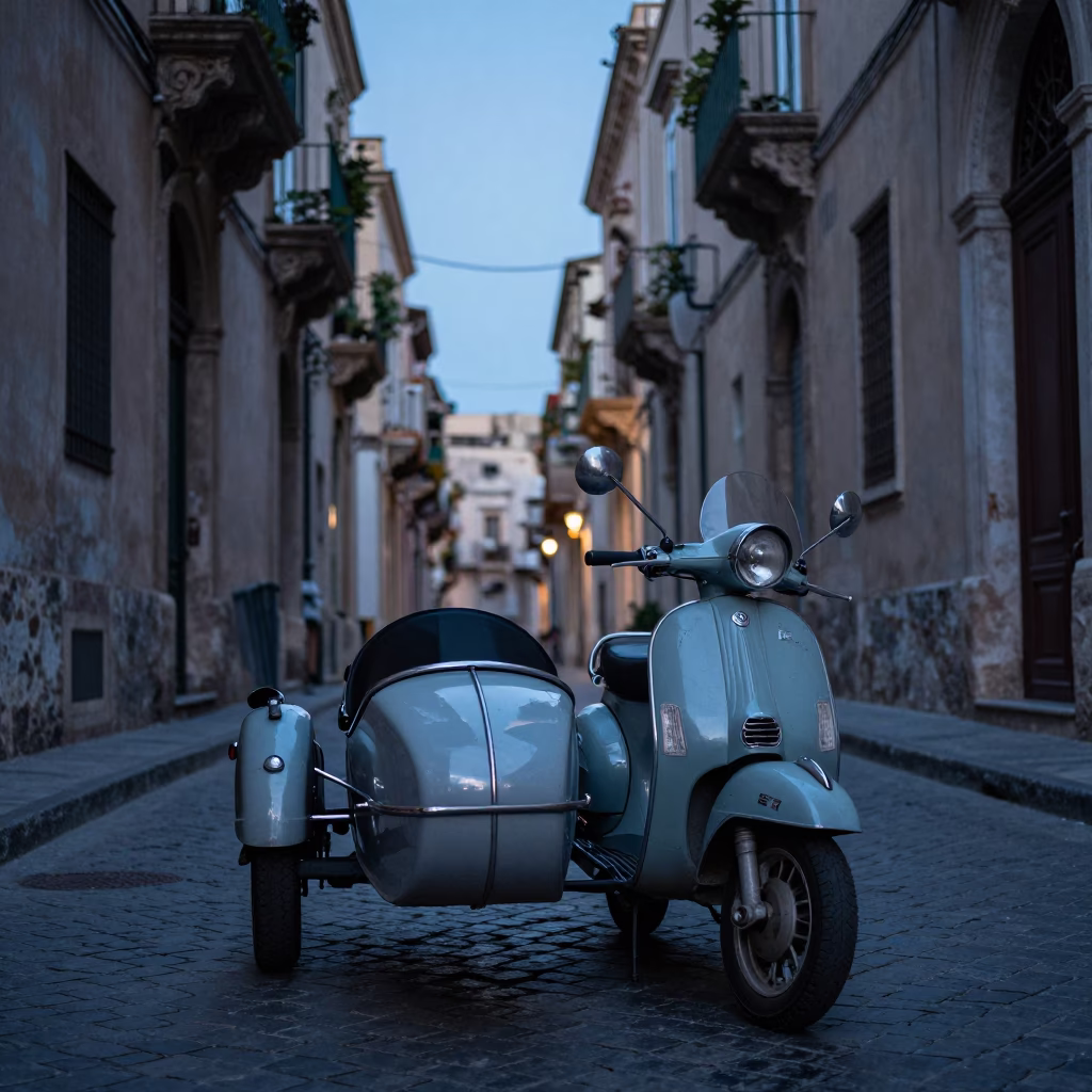 Street Scene in Palermo at Blue Hour in in Palermo, Italy
