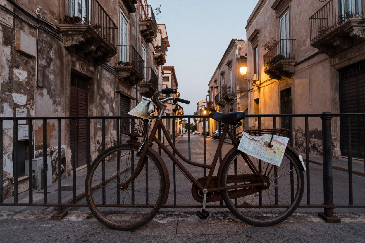 Street Scene in Palermo at The Early Evening Light in in Palermo, Italy