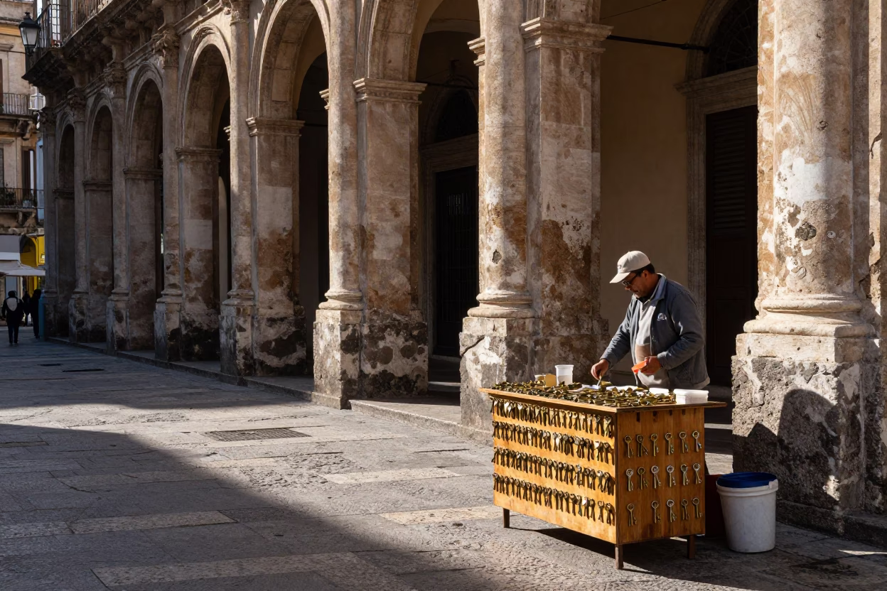 Street Scene in Palermo at The Late Morning Light in in Palermo, Italy