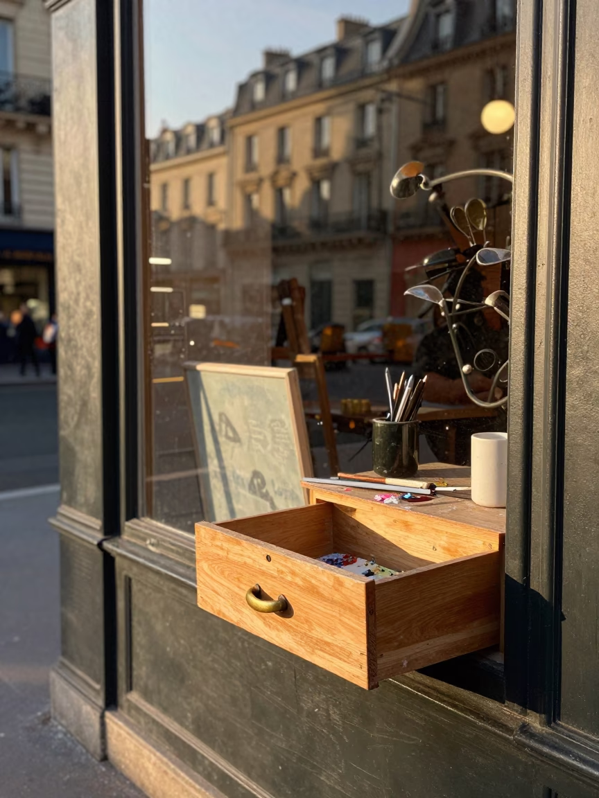 Street Scene in Paris at Clear Late-afternoon Light in in Paris, France