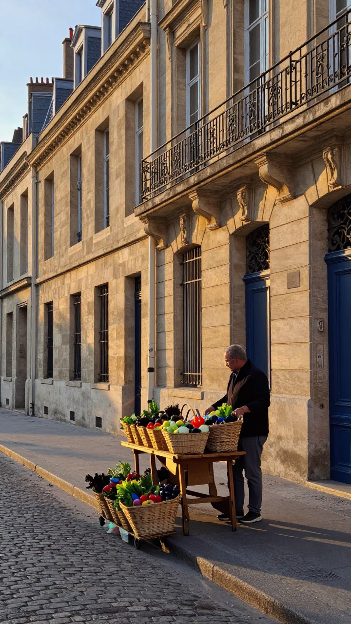 Street Scene in Paris at Golden Hour in in Paris, France