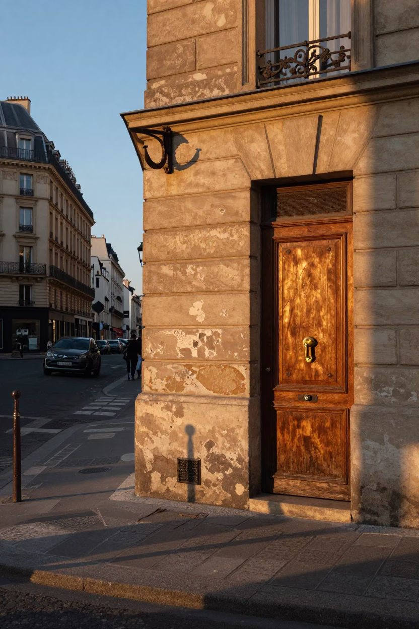 Street Scene in Paris at Golden Hour in in Paris, France