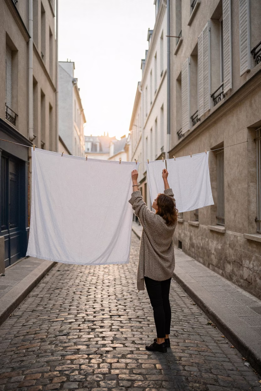 Street Scene in Paris at The Early Morning Light in in Paris, France